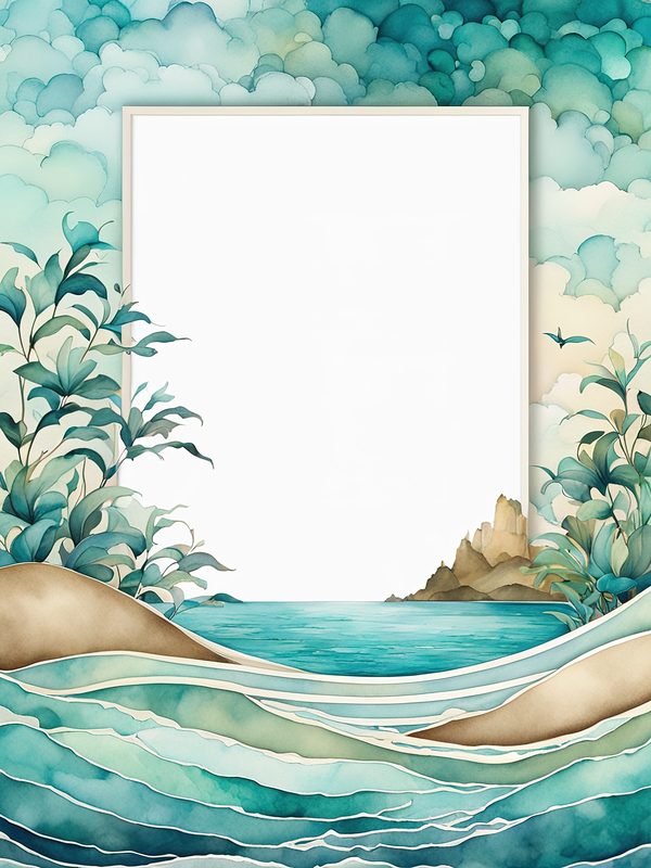 Turquoise Coastal Digital Papers: Watercolor Beach Prints (10 JPGs) — image 4