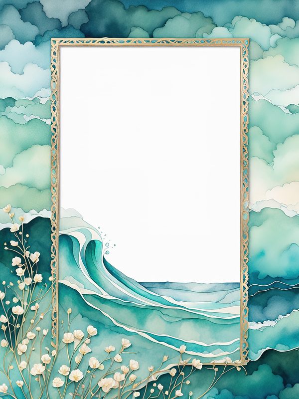 Turquoise Coastal Digital Papers: Watercolor Beach Prints (10 JPGs) — image 5