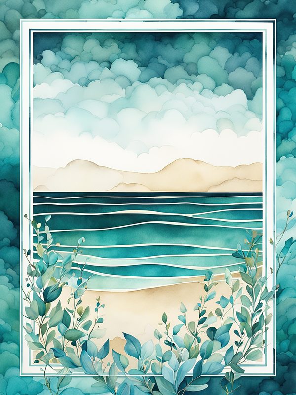 Turquoise Coastal Digital Papers: Watercolor Beach Prints (10 JPGs) — image 7