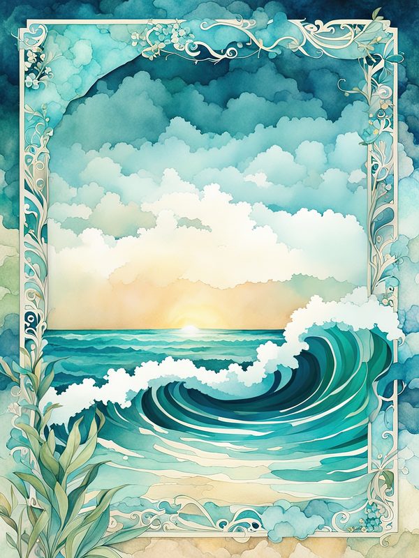 Turquoise Coastal Digital Papers: Watercolor Beach Prints (10 JPGs) — image 8
