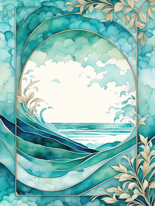 Turquoise Coastal Digital Papers: Watercolor Beach Prints (10 JPGs) — image 9