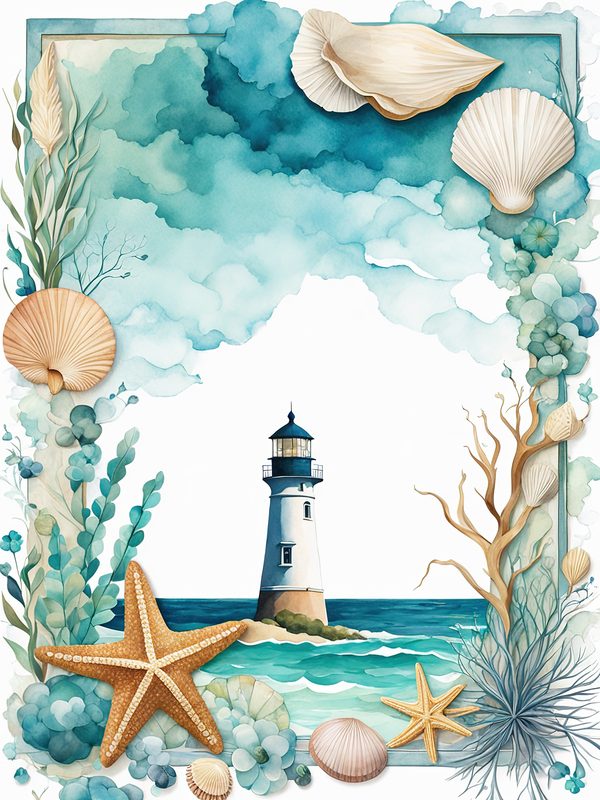 Turquoise Coastal Digital Papers: Watercolor Beach Prints (10 JPGs) — image 11