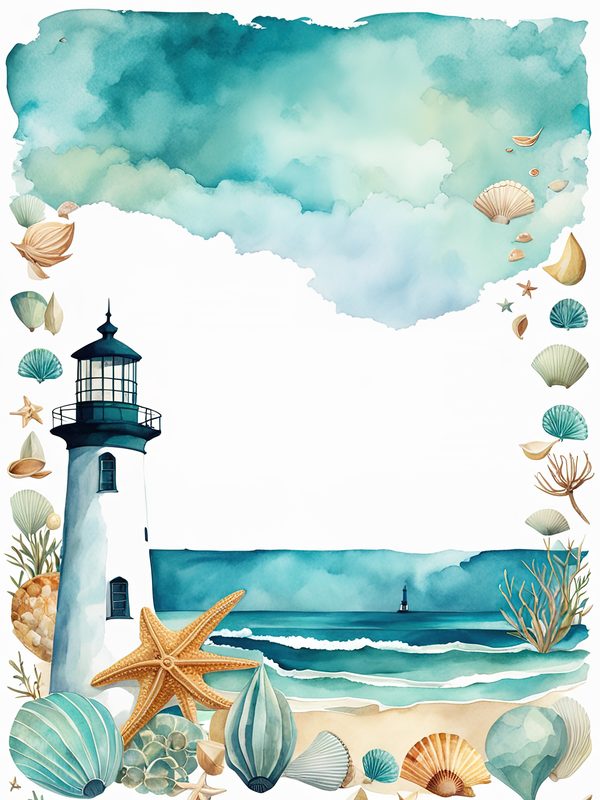 Turquoise Coastal Digital Papers: Watercolor Beach Prints (10 JPGs) — image 12