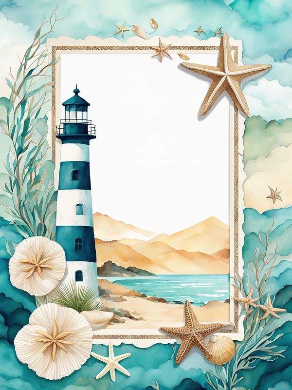 Turquoise Coastal Digital Papers: Watercolor Beach Prints (10 JPGs) — image 13