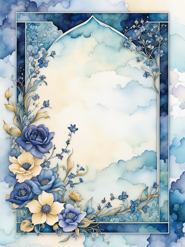 Watercolor Indigo Floral Frame: Botanical Digital Paper Pack (10 JPGs) — image 7