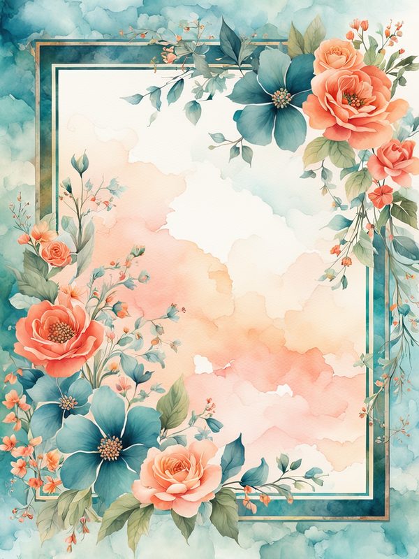 Watercolor Orange Floral Digital Paper Pack: Botanical Borders (10 JPGs) — image 4