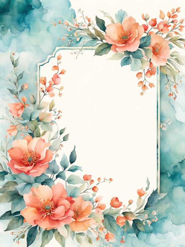 Watercolor Orange Floral Digital Paper Pack: Botanical Borders (10 JPGs) — image 5