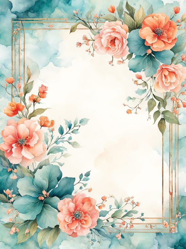 Watercolor Orange Floral Digital Paper Pack: Botanical Borders (10 JPGs) — image 7