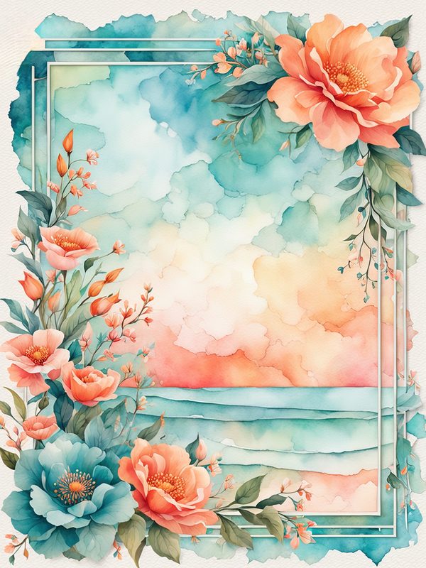 Watercolor Orange Floral Digital Paper Pack: Botanical Borders (10 JPGs) — image 8