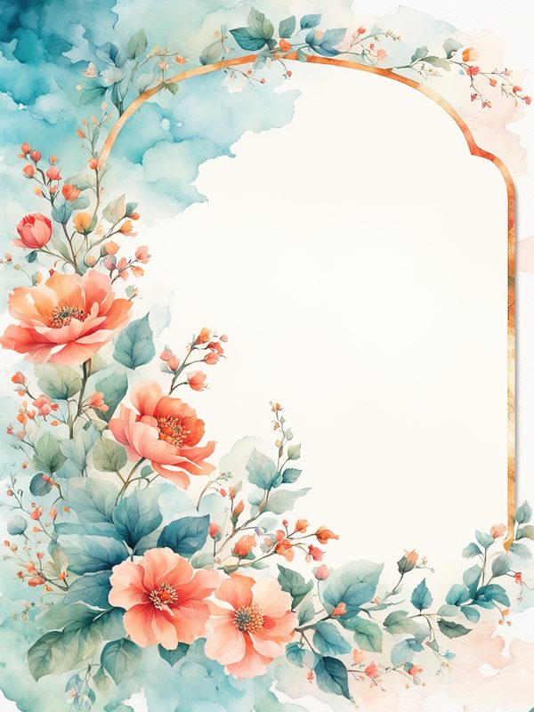 Watercolor Orange Floral Digital Paper Pack: Botanical Borders (10 JPGs) — image 9