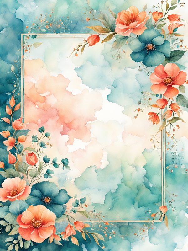 Watercolor Orange Floral Digital Paper Pack: Botanical Borders (10 JPGs) — image 10