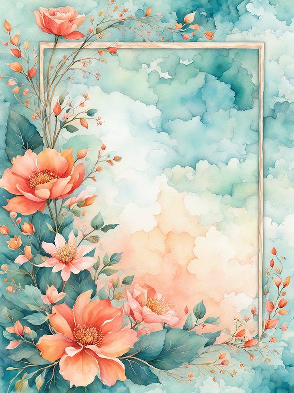 Watercolor Orange Floral Digital Paper Pack: Botanical Borders (10 JPGs) — image 11