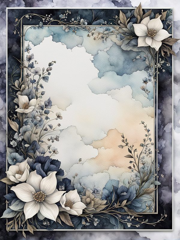 Floral Watercolor Frame Digital Paper Pack: Beige & Black Botanical Borders (Digital Download) — image 5