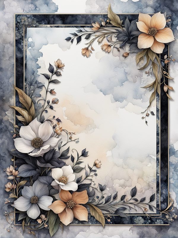 Floral Watercolor Frame Digital Paper Pack: Beige & Black Botanical Borders (Digital Download) — image 7