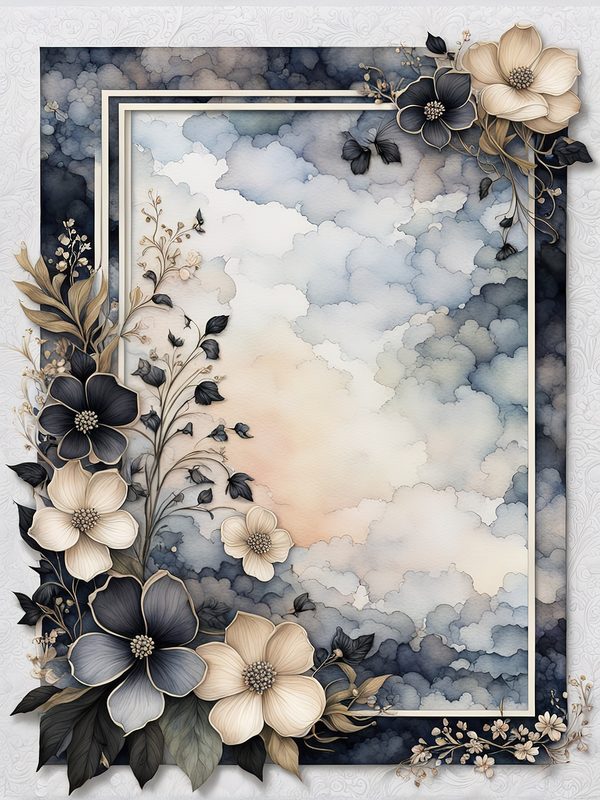 Floral Watercolor Frame Digital Paper Pack: Beige & Black Botanical Borders (Digital Download) — image 9