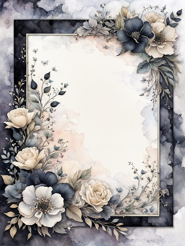 Floral Watercolor Frame Digital Paper Pack: Beige & Black Botanical Borders (Digital Download) — image 11