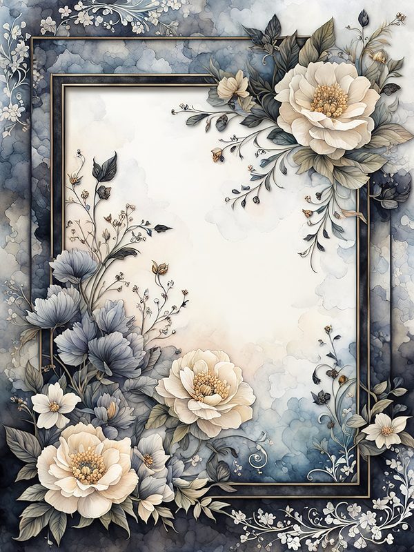 Floral Watercolor Frame Digital Paper Pack: Beige & Black Botanical Borders (Digital Download) — image 13