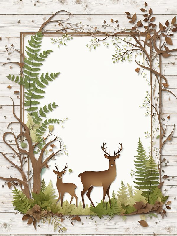 Watercolor Deer Digital Paper Set: Botanical Frames (Commercial Use, 10 JPGs) — image 3