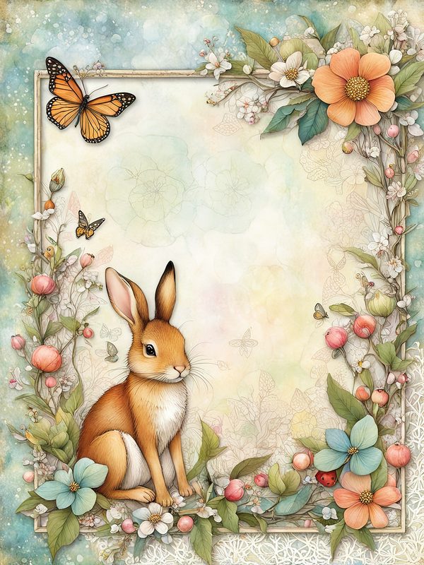 Shabby Chic Woodland Watercolor Digital Paper Kit: Printable Papers, Cards, Tags, Ephemera — image 2