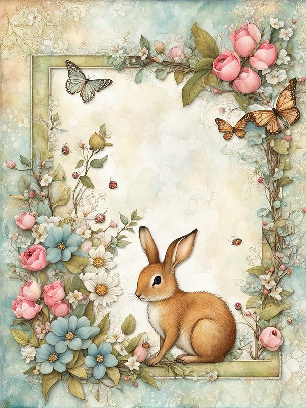 Shabby Chic Woodland Watercolor Digital Paper Kit: Printable Papers, Cards, Tags, Ephemera — image 6
