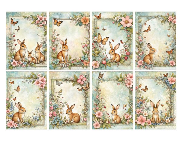 Shabby Chic Woodland Watercolor Digital Paper Kit: Printable Papers, Cards, Tags, Ephemera — image 27