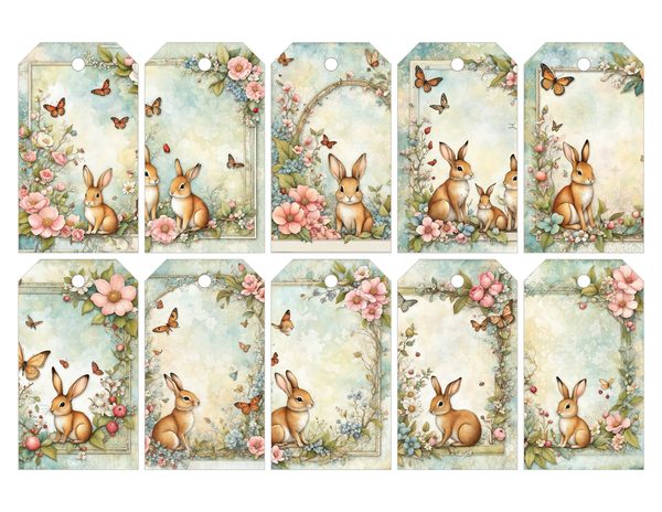 Shabby Chic Woodland Watercolor Digital Paper Kit: Printable Papers, Cards, Tags, Ephemera — image 28
