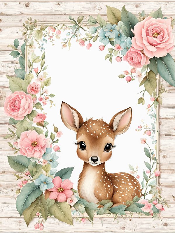 Woodland Deer Digital Paper Set: Shabby Chic Floral Frames (10 JPGs) — image 8