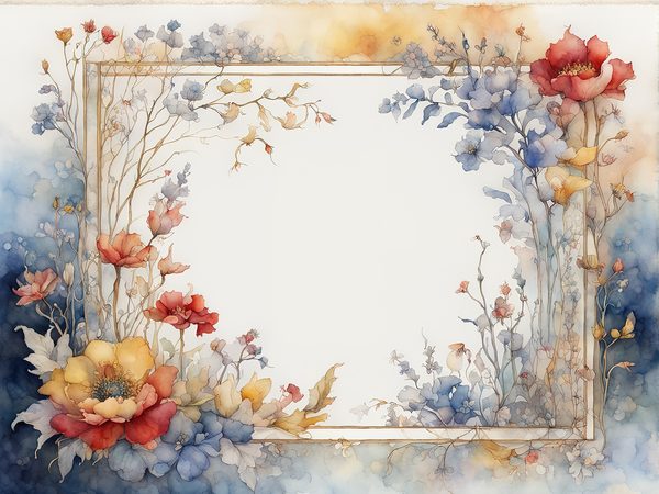 Watercolor Floral Frame Digital Paper: Red & Yellow (10 JPGs) (Commercial Use) — image 6