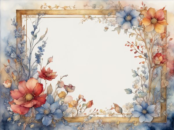 Watercolor Floral Frame Digital Paper: Red & Yellow (10 JPGs) (Commercial Use) — image 9