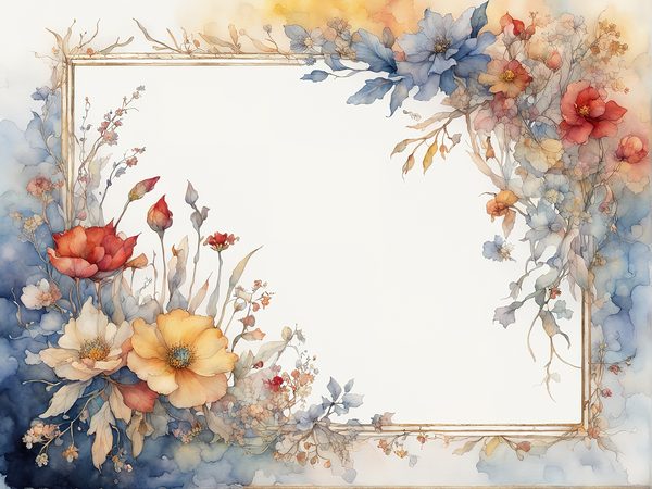 Watercolor Floral Frame Digital Paper: Red & Yellow (10 JPGs) (Commercial Use) — image 10