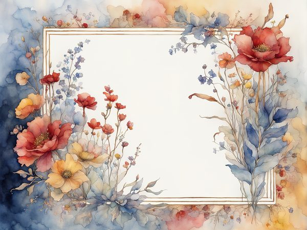 Watercolor Floral Frame Digital Paper: Red & Yellow (10 JPGs) (Commercial Use) — image 12