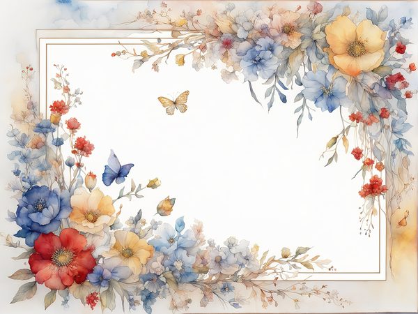 Watercolor Floral Frame Digital Paper: Red & Yellow (10 JPGs) (Commercial Use) — image 13
