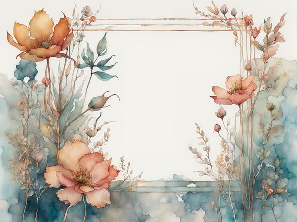 Rustic Watercolor Floral Frames: Scrapbook Paper Pack (Digital Download) — image 1
