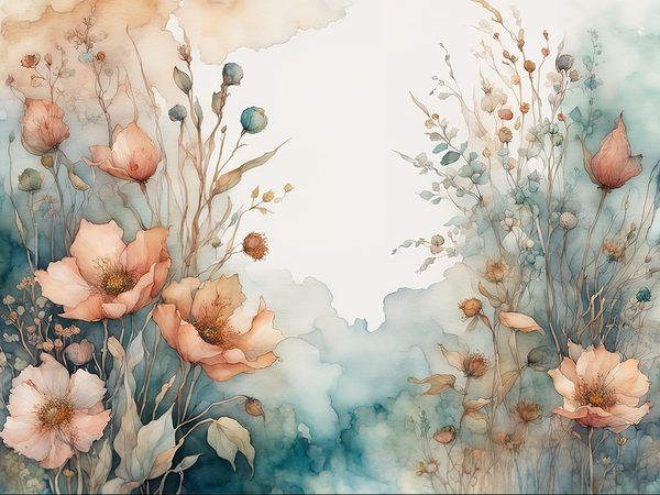 Rustic Watercolor Floral Frames: Scrapbook Paper Pack (Digital Download) — image 2