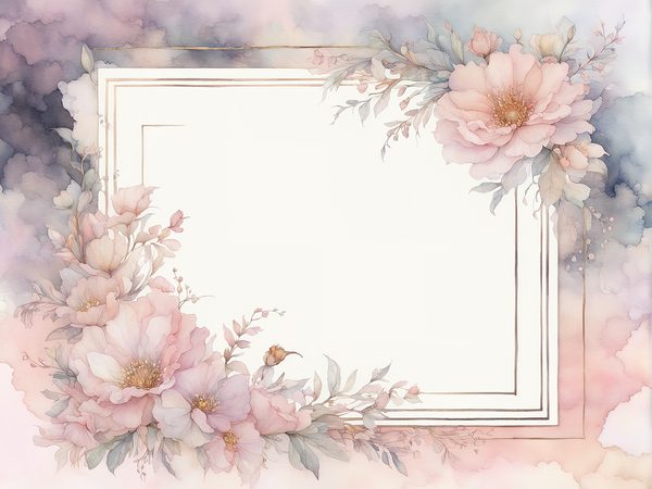 Watercolor Floral Frame Digital Paper: Soft Pink & Gold (10 JPGs) — image 2