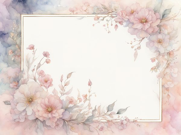 Watercolor Floral Frame Digital Paper: Soft Pink & Gold (10 JPGs) — image 3