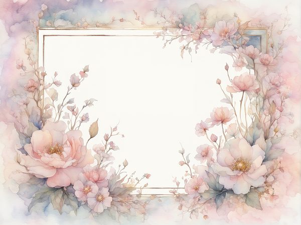 Watercolor Floral Frame Digital Paper: Soft Pink & Gold (10 JPGs) — image 4