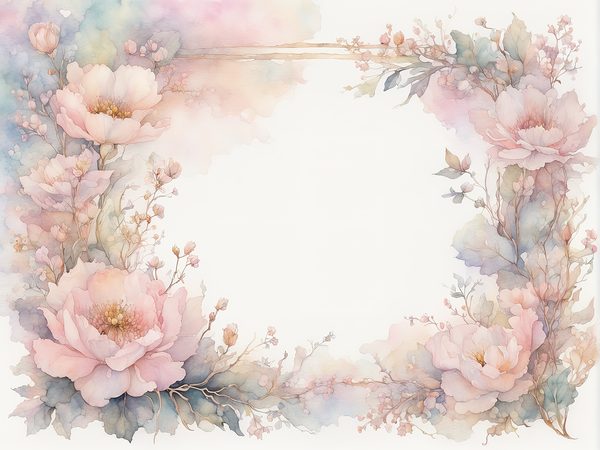 Watercolor Floral Frame Digital Paper: Soft Pink & Gold (10 JPGs) — image 6