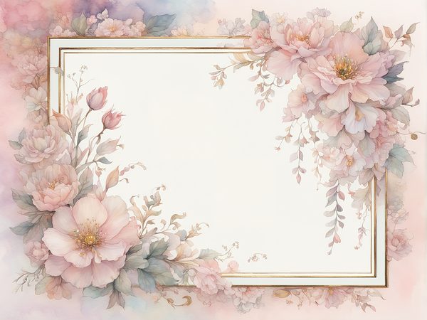 Watercolor Floral Frame Digital Paper: Soft Pink & Gold (10 JPGs) — image 7