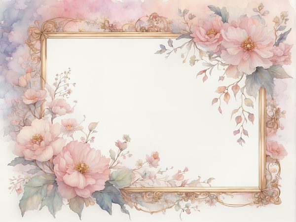 Watercolor Floral Frame Digital Paper: Soft Pink & Gold (10 JPGs) — image 8