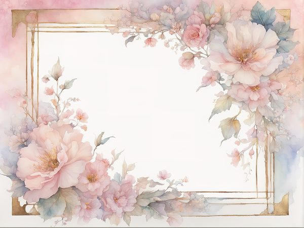 Watercolor Floral Frame Digital Paper: Soft Pink & Gold (10 JPGs) — image 10