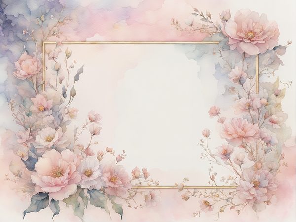 Watercolor Floral Frame Digital Paper: Soft Pink & Gold (10 JPGs) — image 11