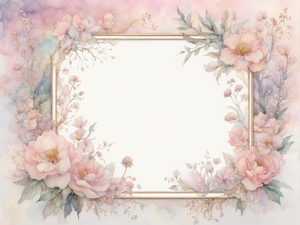Watercolor Floral Frame Digital Paper: Soft Pink & Gold (10 JPGs) — image 12
