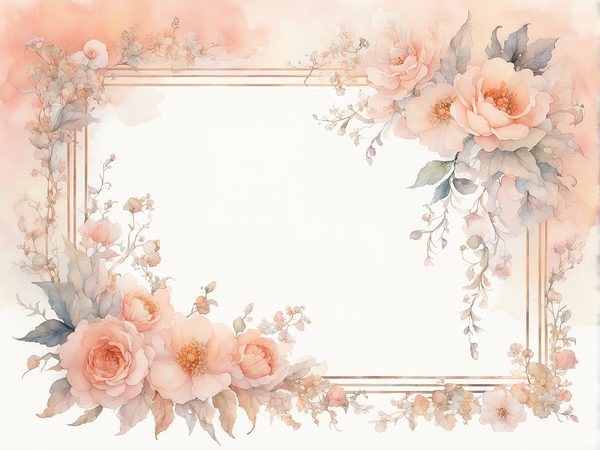 Peach Floral Watercolor Frames: Scrapbook Paper Pack (Digital Art Print) — image 1