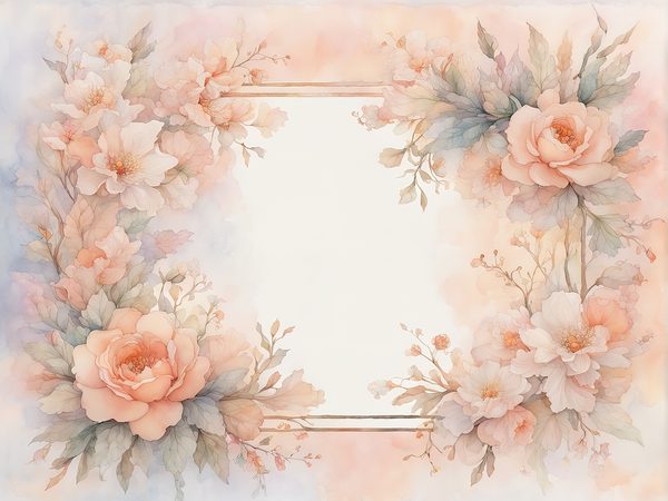 Peach Floral Watercolor Frames: Scrapbook Paper Pack (Digital Art Print) — image 2