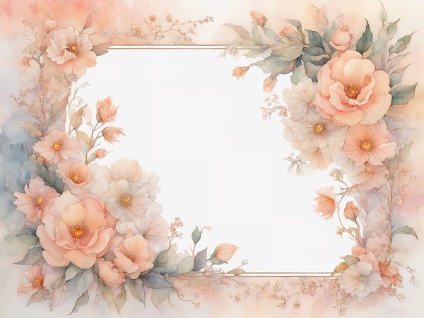 Peach Floral Watercolor Frames: Scrapbook Paper Pack (Digital Art Print) — image 3