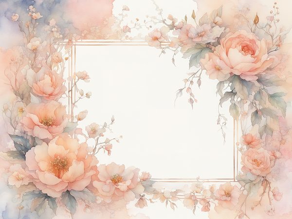 Peach Floral Watercolor Frames: Scrapbook Paper Pack (Digital Art Print) — image 4