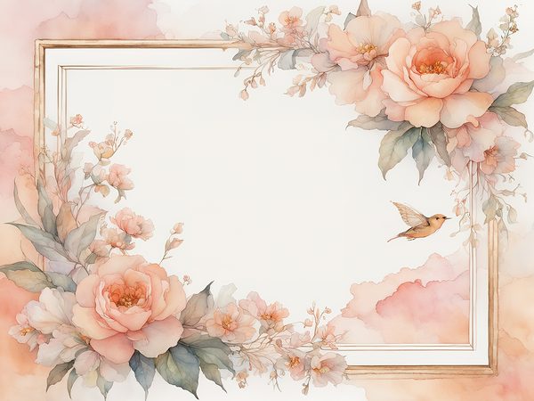Peach Floral Watercolor Frames: Scrapbook Paper Pack (Digital Art Print) — image 5