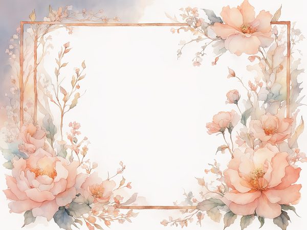 Peach Floral Watercolor Frames: Scrapbook Paper Pack (Digital Art Print) — image 6