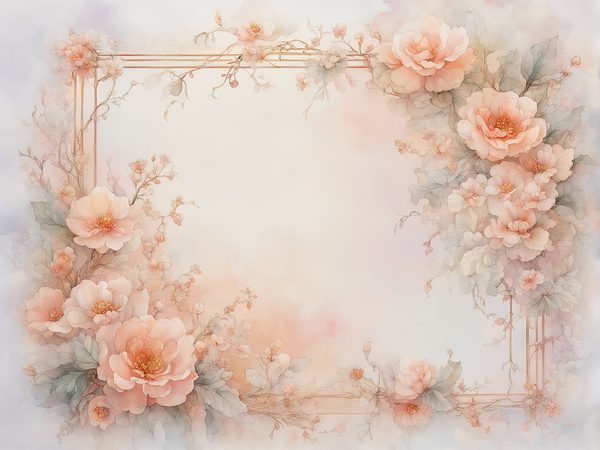 Peach Floral Watercolor Frames: Scrapbook Paper Pack (Digital Art Print) — image 7